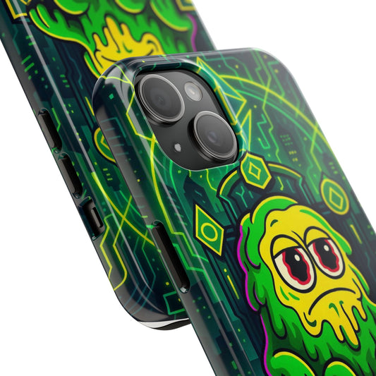 Colorful Tough Phone Case with Quirky Green Character, Trendy Phone Protection, Gift for Gamers, Cute Phone Cover, Unique Tech Accessory