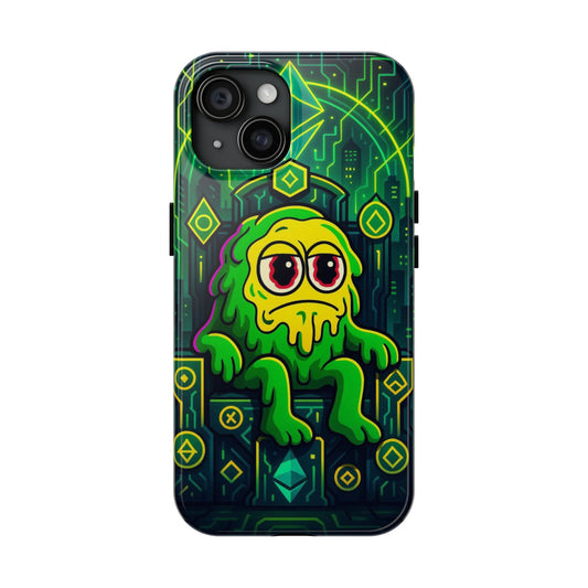 Colorful Tough Phone Case with Quirky Green Character, Trendy Phone Protection, Gift for Gamers, Cute Phone Cover, Unique Tech Accessory